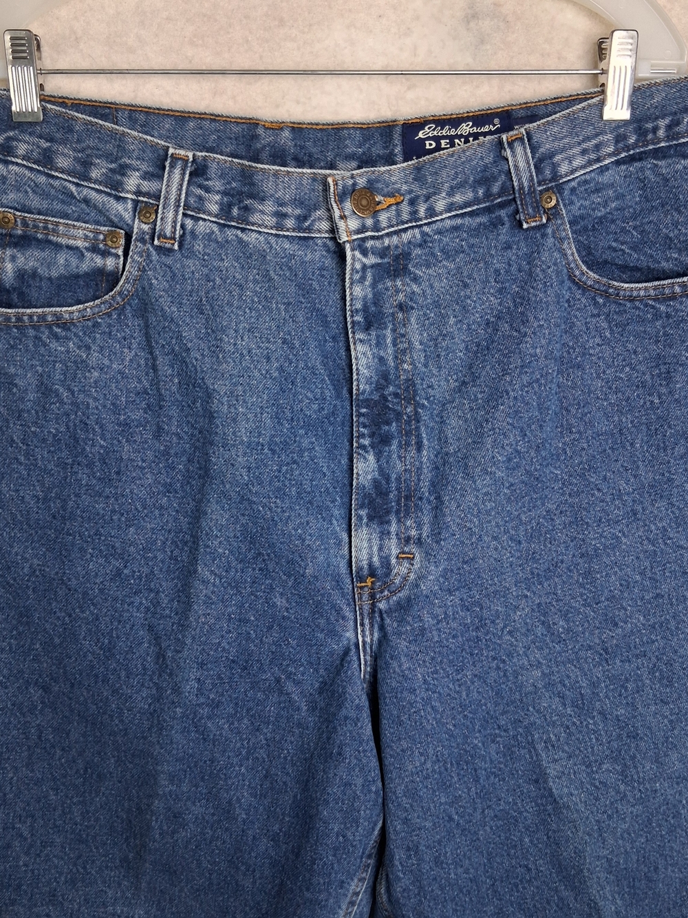 90s Vintage Eddie Bauer Womens 20 NWT Blue Denim Jeans High Rise Loose Fit Mom - Picture 2 of 16